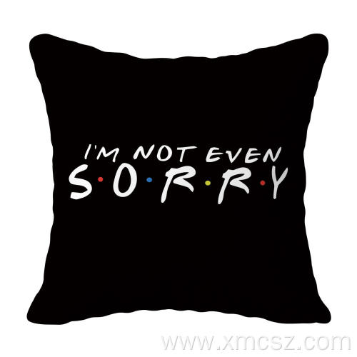 Black Letters Printed Customized Cushion Cover